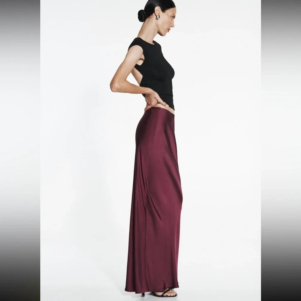 ZARA SATIN EFFECT LONG/ MAXI SKIRT - Picture 8 of 15